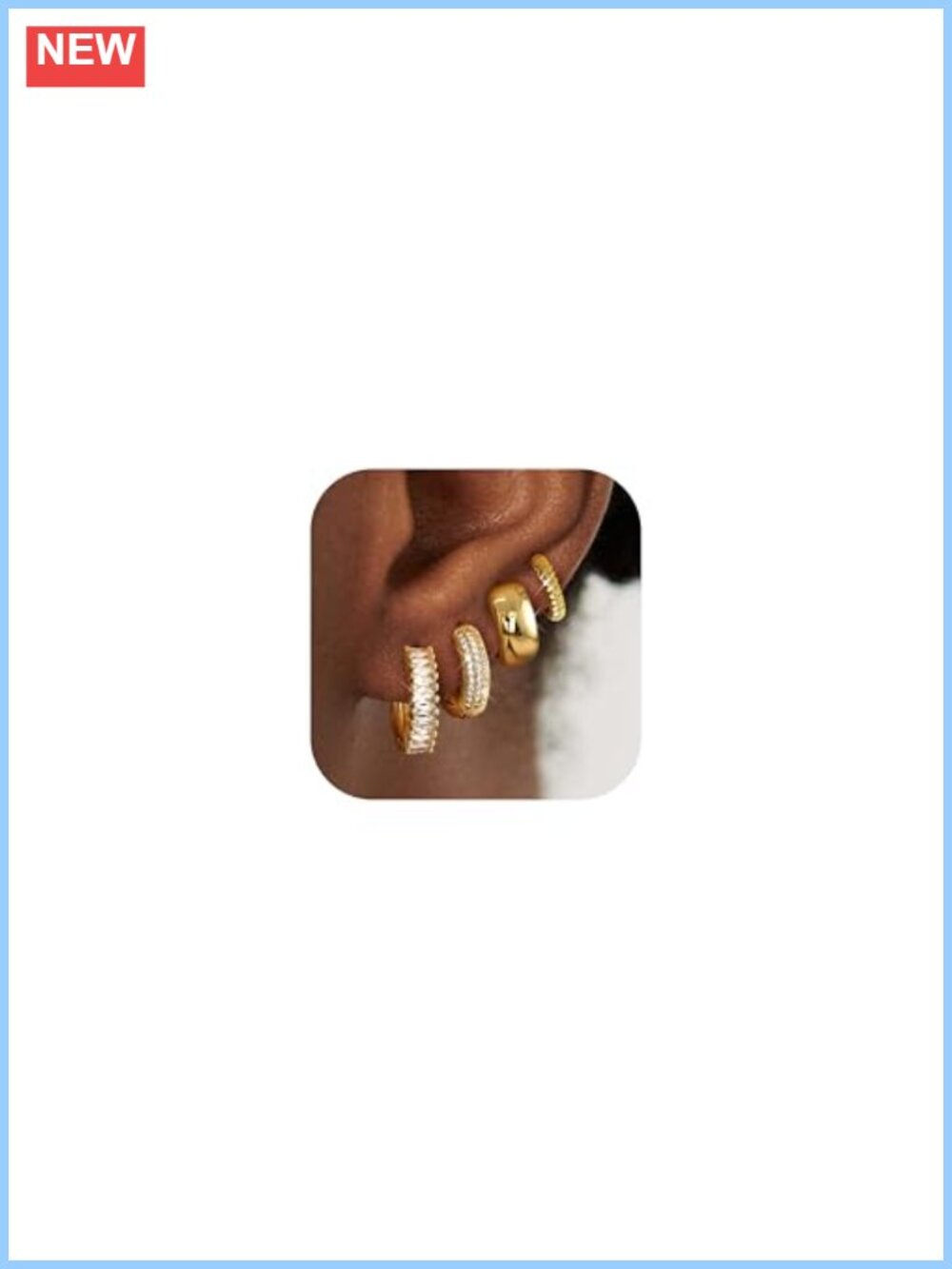 14K Gold Plated Small Hoop Earrings Set Hypoallergenic Huggie Chunky